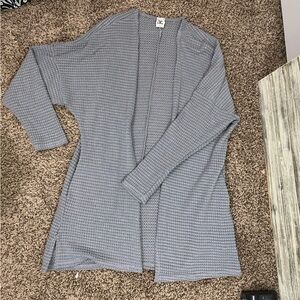 Gray Waffle‎ Knit Cardigan